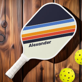 Sport Retro Fünf Streifen mit Namen Pickleball Schläger