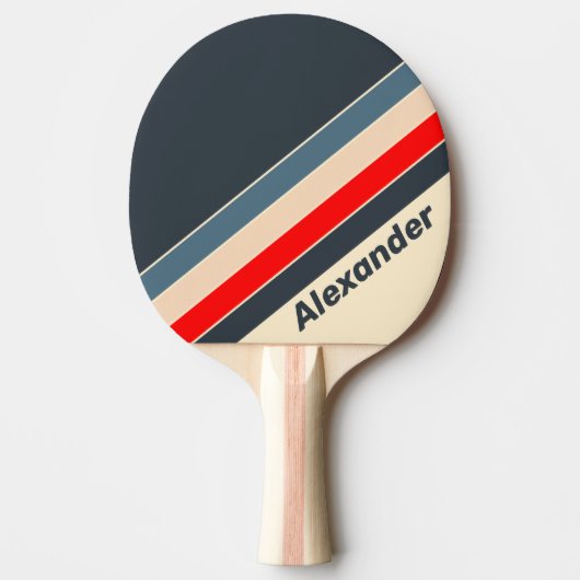 Sport Retro Nautical Rainbow Streifen mit Namen Tischtennis Schläger (Vorderseite)