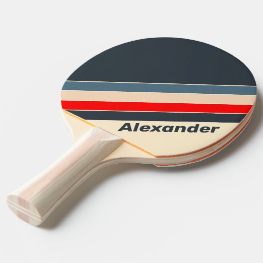 Sport Retro Nautical Rainbow Streifen mit Namen Tischtennis Schläger (Vorderseite)