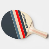 Sport Retro Nautical Rainbow Streifen mit Namen Tischtennis Schläger (Seitenansicht)