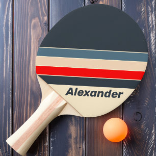 Sport Retro Nautilus Regenbogen-Gestreift mit Name Tischtennis Schläger