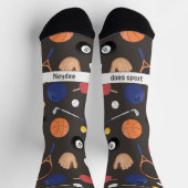 Sport-Schulmuster auf Dunkelgrau Socken (Oben)