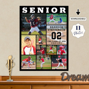 Sport Senior Night 11 Foto Collage Personalisiert Poster