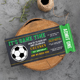 Sport Soccer Chalkboard Ticket Pass Geburtstag Einladung