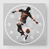 Sport Soccer | Fußball modern Quadratische Wanduhr (Vorderseite)