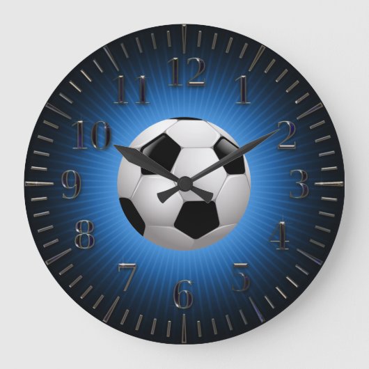 Sport Soccer | Fußball Moderne Blaue Mauer Uhr (Vorderseite)