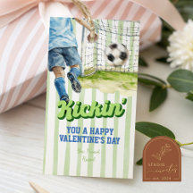 Sport Soccer Kickin Stripe Valentinstag-Etikett