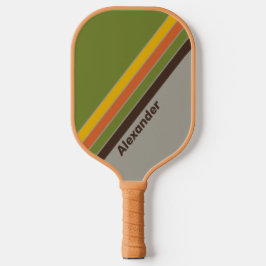 Sport Sonnenuntergang Klee Gestreift mit Name Pickleball Schläger