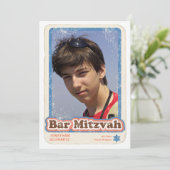 Sport-Stern-Bar Mitzvah Einladungs-Blau Einladung (Stehend Vorderseite)
