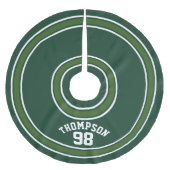 Sport Strichen Jersey Dunkelgrüne weiße Namensnumm Polyester Weihnachtsbaumdecke (Vorderseite)