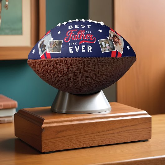 Sport Style Red & Navy Emblem Bester Vater je Foto Football