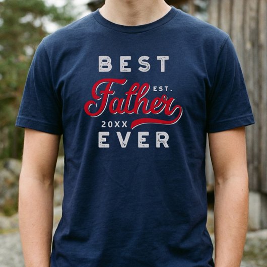 Sport Style Red & Navy Emblem Bester Vater je T-Shirt
