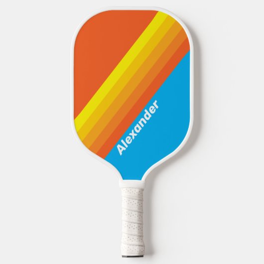 Sport Sunburst Sea Stripes with Name Pickleball Schläger (Vorderseite)