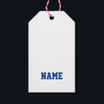 Sport Team School Colors NAME Coach Moderner Spaß Geschenkanhänger<br><div class="desc">Typografie auf weißem Hintergrund mit individuelle Name in blau. Leicht zu personalisieren Text,  Textfarbe zu Ihrer eigenen Teamfarbe. Große Geschenkpackung für JEDE Sportsveranstaltung,  Alter,  Okcasion. Athletisch,  sportlich,  Spaß. Mix und Match komplette Sport / Coach / Team Spirit / School Kollektionen von TMCdesigns.</div>