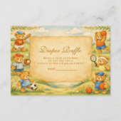 Sport-Teddybär-Baby-Shower-Windel-Raffle Begleitkarte (Vorderseite)