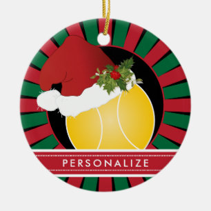 Sport Tennis Weihnachts-Weihnachtsmannmütze Keramik Ornament