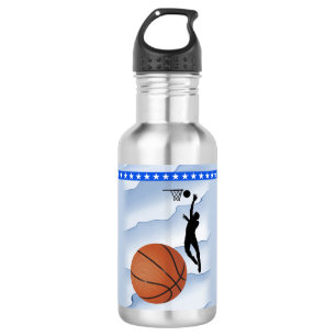 Sport-Thema-Basketballball und -spieler Edelstahlflasche