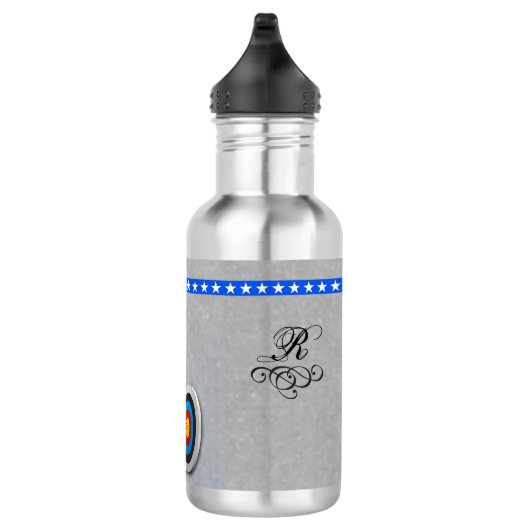 Sport-Thema-Bogenschießenbogenschütze und -ziel Edelstahlflasche (Rechts)