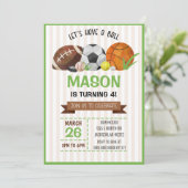 Sport Thema Geburtstagsparty Einladung (Stehend Vorderseite)