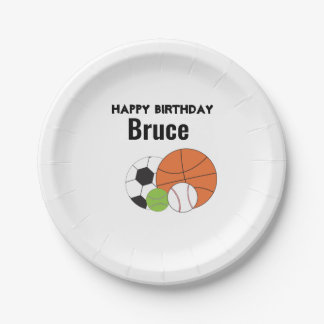 Sport Thema glücklich Geburtstag personalisieren Pappteller