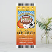 Sport Thema Party Kinderdusche Einladung (Stehend Vorderseite)