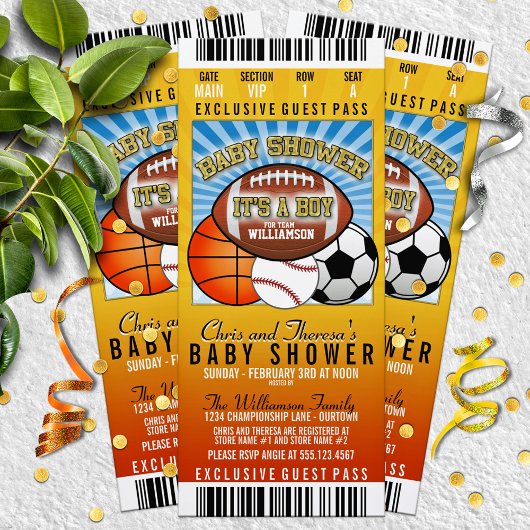 Sport Thema Party Kinderdusche Einladung