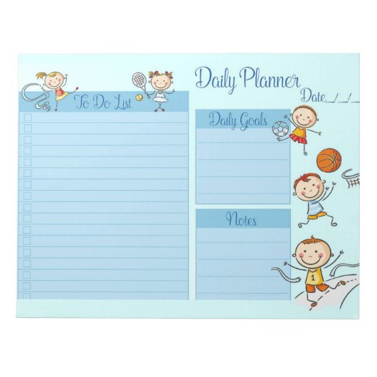 Sport Thema Tagesplaner Notizblock (Vorderseite)