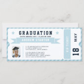 Sport Ticket Navy Blue Foto Abschluss Einladung (Vorderseite)