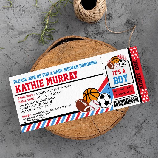 Sport Ticket Pass Kinderdusche Einladung