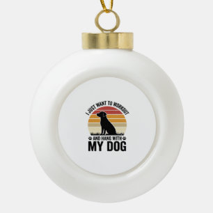 Sport treiben und mit meinem Hund abhängen Vintage Keramik Kugel-Ornament
