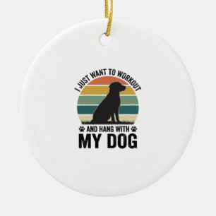 Sport treiben und mit meinem Hund abhängen Vintage Keramik Ornament