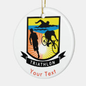 SPORT Triathlon-Fahrrad-Schwimmen-Lauffahne Keramik Ornament (Links)