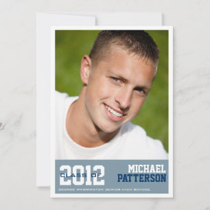 Sport Typ Foto Graduation Party Einladung Blauer T