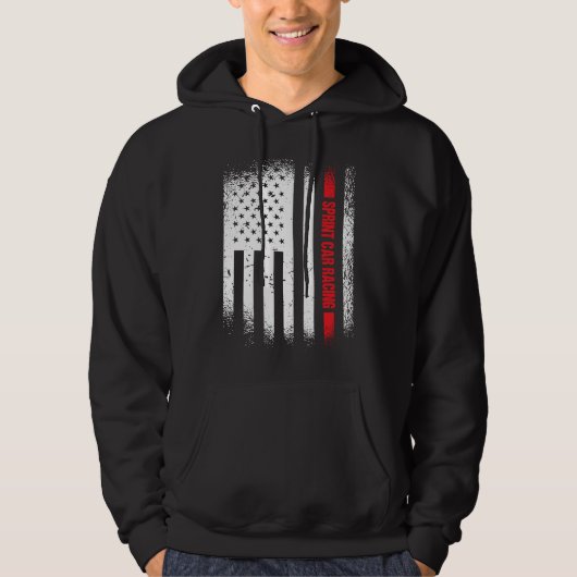 Sport Us Flag Sprint Car Racing 2 Hoodie (Vorderseite)