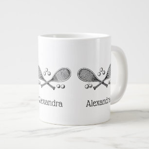 Sport Vintage gekreuzte Tennis-Schläger Tennisbäll Jumbo-Tasse