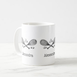 Sport Vintage Gekreuzte Tennis Schläger Tennisbäll Kaffeetasse