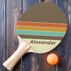 Sport Vintage Retro Regenbogen gestreift mit Namen Tischtennis Schläger
