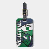 Sport Volleyball 🏐 - Blau, Grün und Weiß Gepäckanhänger (Vorderseite vertikal)