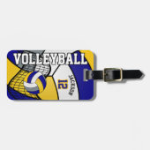 Sport Volleyball 🏐 - blau, weiß, gelb Gepäckanhänger (Vorderseite horizontal)