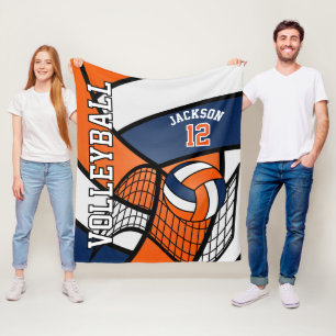 Sport 🏐 Volleyball Design - Orange, White, Navy Fleecedecke