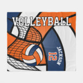 Sport 🏐 Volleyball Design - Orange, White, Navy Fleecedecke (Vorderseite (Horizontal))