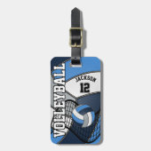 Sport Volleyball 🏐 - Light Blue, Grau & Dark Blue Gepäckanhänger (Vorderseite vertikal)
