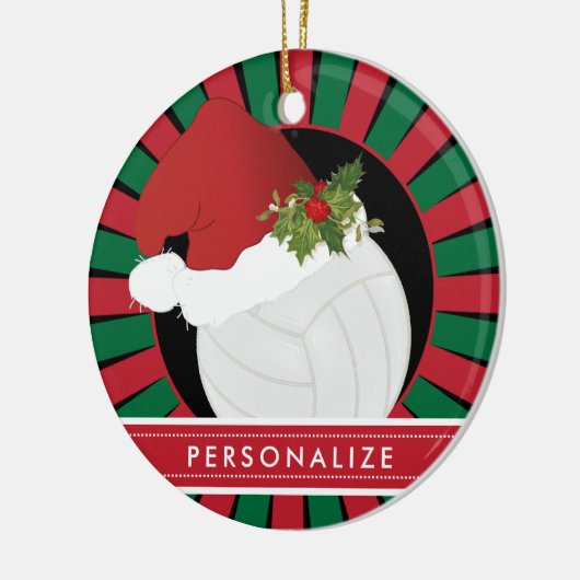 Sport Volleyball Weihnachten Weihnachtsmannmütze Keramik Ornament (Links)