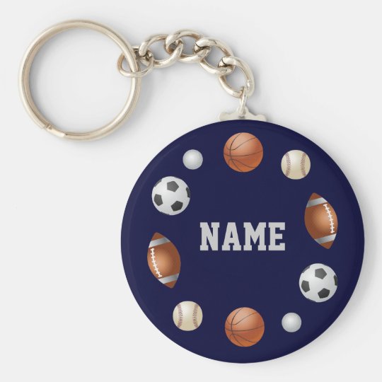Sport-Welt personalisiertes Keychain - Blau Schlüsselanhänger