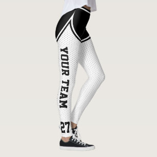 Sport White Black Outfit Varsity Basketball Leggings