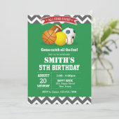 Sport zum Geburtstag Einladung (Stehend Vorderseite)