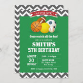 Sport zum Geburtstag Einladung (Vorne/Hinten)