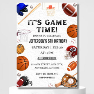 Sport zum Geburtstag Einladung Baseball Basketball