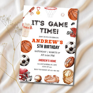 Sport zum Geburtstag Einladung, Basketball Fußball Einladung