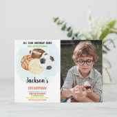Sport zum Geburtstag Einladung mit Foto (Stehend Vorderseite)